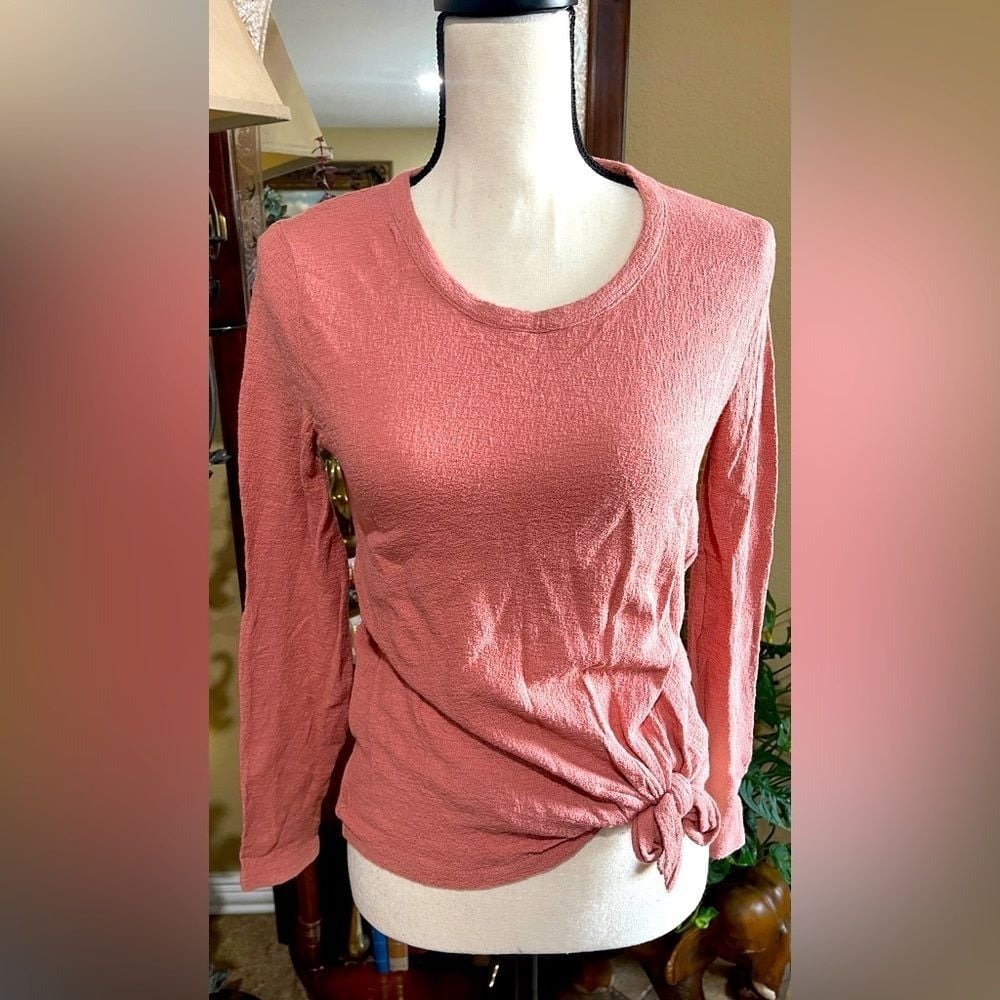 Madewell Textured Knit Side Tie Long Sleeve‎ Top Size x-small